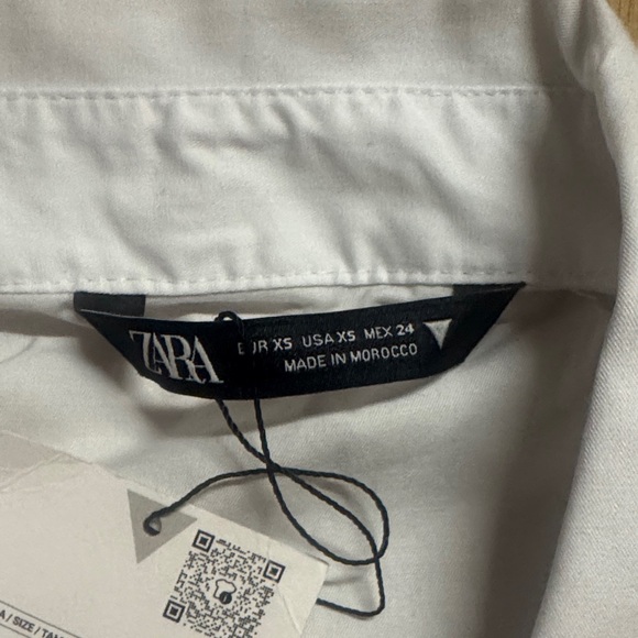 Zara NWT NEW size XS x-small White Cropped Shirt Elastic Hem dress blouse top - Picture 7 of 9
